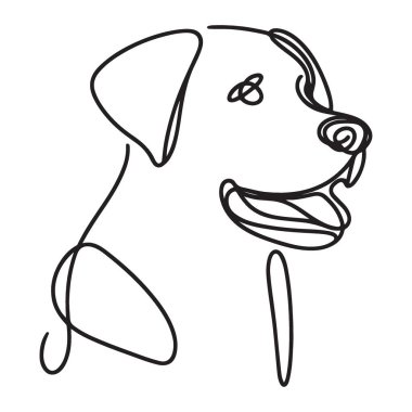 Labrador Köpek Başı Görüntü Çizim Bir Çizgi Vektörü