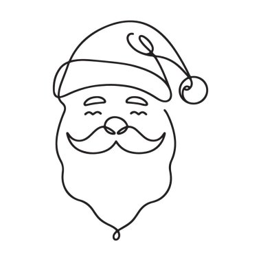 Noel Baba Portresi Tek Satır Silüeti Minimalist Noel Tasarımı