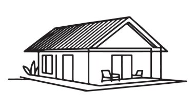 Modern House Illustration Minimalist Black Outline Dream Home Design