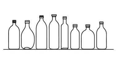 Cam Şişeler Çizim Minimalist Siyah Tasarım Çeşitli Boyut Tasarımları