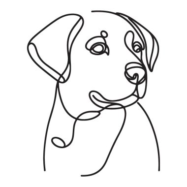Sevimli Labrador Retriever Köpek kafası Tek Çizgili Sanat İllüstrasyonu