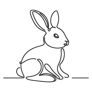 Minimalist Biçimli Sevimli Tavşan Siluet Çizgisi Sanat İllüstrasyonu