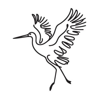 Uçan Turna Kuşunun Zarif Siluet Çizgisi Sanat İllüstrasyonu
