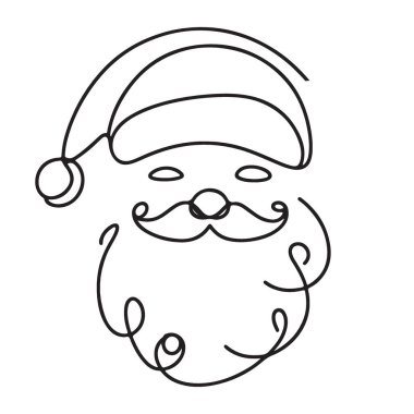 Neşeli Siluet Çizgisi Noel Baba Yüzünün Sanat İllüstrasyonu