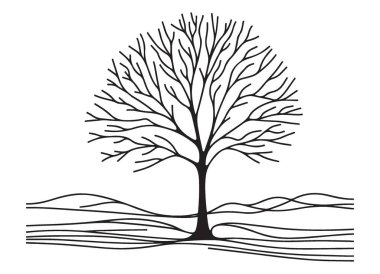 Peyzaj Vektörü Tasarımı ile Minimalist Siluet Ağaç Çizgisi