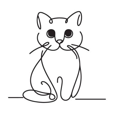 Şirin Siluet Kedi Çizgisi Sanat Çizgisi Çizimi Hayvan Sevdalısının Zevki