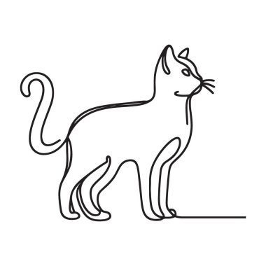 Hayvan severler ve minimalist tasarımlar için zarif kedi silueti çizimi