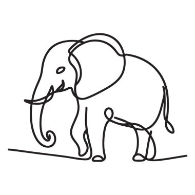 Vahşi yaşamı koruma ve minimalist sanat için fil silüeti çizimi