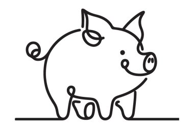 Çiftlik hayvanı temaları ve eğlenceli tasarımlar için şirin domuz silueti çizimi