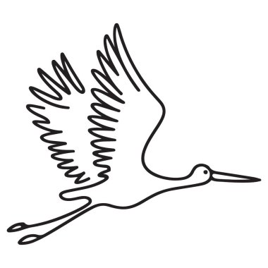 Uçuş Hattındaki Zarif Leylek Tasarım Projeleri Sanat İllüstrasyonu