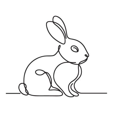 Şirin Tavşan Çizgisi Sanat Resimleri Oturan Tavşan Basit Tasarımı