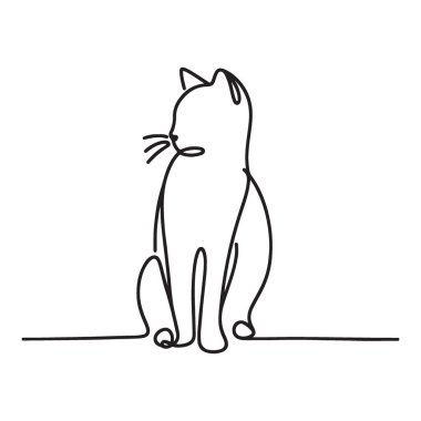 Minimalist Kedi Çizgisi Sanat Çizgisi Çizimi Görüntü Evcil Hayvan Silueti Kedi Çizgisi Tasarımı