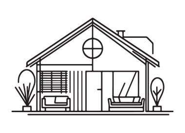 Modern Ev Vektörü İllüstrasyon Mimarisi Minimalist Çizim Sanatı
