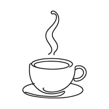 Sıcak Sabah Titreşimleri İçin Sıcak Bir fincan Kahve Silüeti