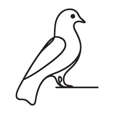 Zarif Güvercin Silüeti Çizim Vektörü Barış Sembol Tasarımı