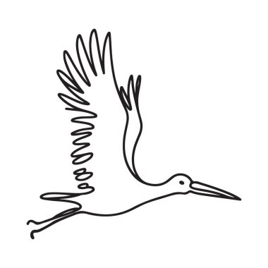 Uçan Leylek Çizgisi Sanat Silüeti Resimsel Grafik Tasarım Vektörü