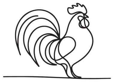 Gururlu Horoz Hattı Sanat Silüeti Tasarım Sembol Çizim Vektörü