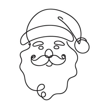 Basit Noel Baba Tek Hat Sanat Vektörü İllüstrasyonu