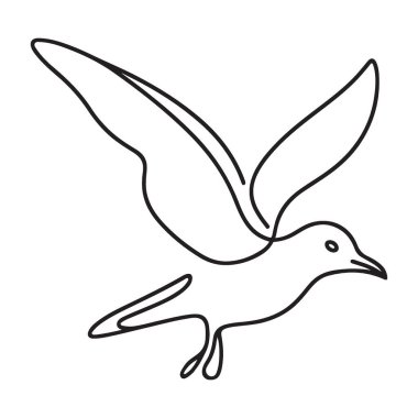 Uçan Martı Bir Satır Sanat Vektörü Görüntü Tasarımı