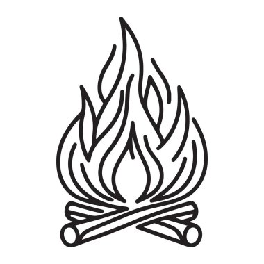 Kamp Ateşi Bir Satır Sanat Vektör Biçimi Çizim Tasarımı