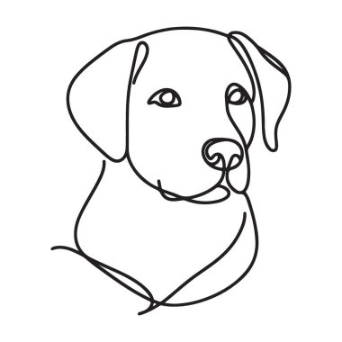 Labrador Retriever Köpek Silueti Baş Resimleri Basit Satır Sanatı