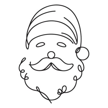 Minimalist Noel Baba Silüeti Yılbaşı için Sürekli Çizgiler