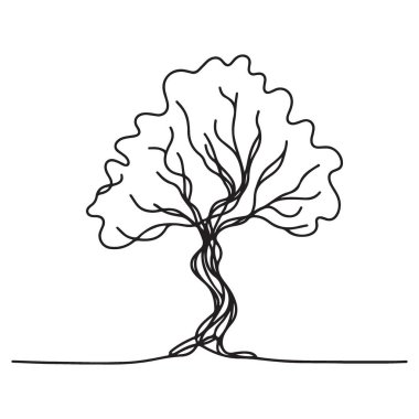 Basit minimalist çizgiler çizen bir çizgili sanat ağacı