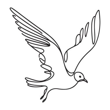 Uçuş çizgisindeki siluet kuş resim çizimi