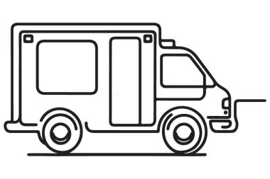 Sağlık hizmetleri için siluet ambulans hattı sanat vektör çizelgesi çizimi