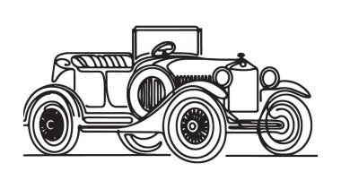 Vintage Araba Hattı Sanat Vektörü İllüstrasyon Otomotiv Silüeti Tasarımı