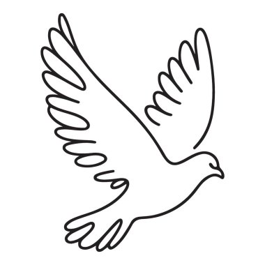 Huzurlu Güvercin Uçan Siluet Vektör Çizgisi Resim Çizimi