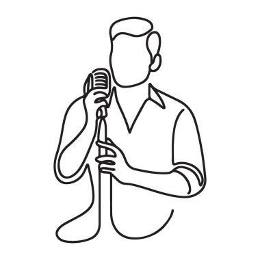 Müzik Aşıkları için Klasik Crooner Line Sanat Vektörü İllüstrasyonu