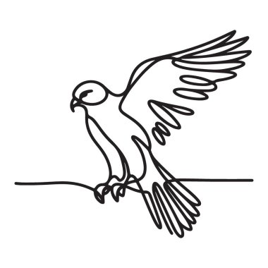 Uçuşta Kartal Silueti Çizgisi Sanat Vektörü İllüstrasyonu