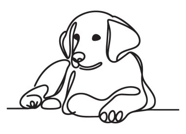 Şirin Köpek Yavrusu Tekli Çizim Vektör Görüntü Çizimi