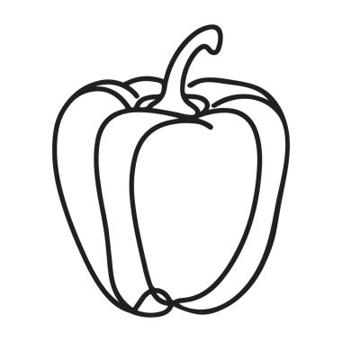 Bell Pepper İllüstrasyon Taze Sebze Sanat Minimalist Çizim