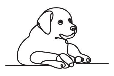 Sevimli Puppy Pupette Tek Hat Sanat Evcil Köpeği Çizimi