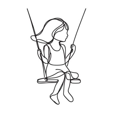 Swing Siluetinde Çocuk Çocukluk Eğlence İllüstrasyonu Oyuncu Etkinlik Tasarımı