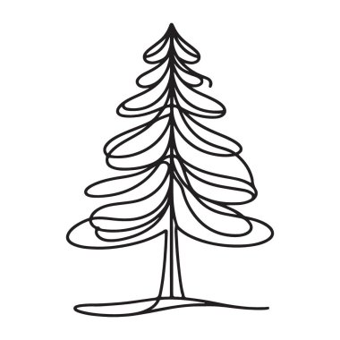 Stilize Siluet Evergreen Noel Tasarımları Çizimi