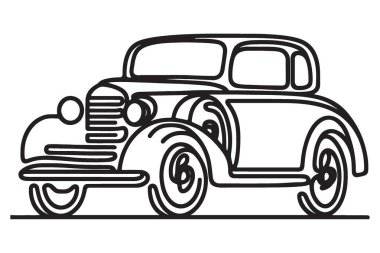 Klasik Araba Silüeti İllüstrasyon Vintage Model Tasarımı Coşkular İçin