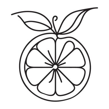 Taze Citrus Meyve Dilimi Yaprak Vektörü İllüstrasyon Şablonu