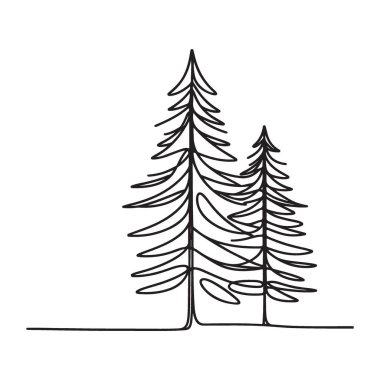 Evergreen Ağaçlar Çizgisi Sanat Basit Doğa Sahnesi