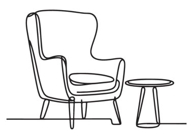 Kol Sandalyesinin Tablo Vektörü Grafikli Minimalist Çizgisi