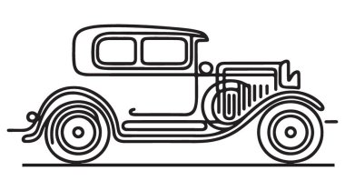Klasik Araba Silüeti Vektör Sanatının Sofistike Tek Çizgisi