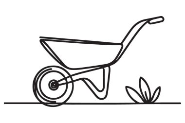 Bahçe ve peyzaj tasarımları için basit el arabası vektör çizimi