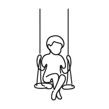 Çocuk Silueti Çizgisi Üzerinde Çocuk Çocukluk Anıları Tasarımı Sanatı