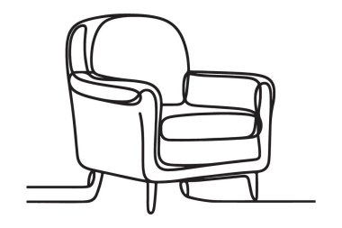 Rahat Koltuk İllüstrasyonu Zarif Çizgi Sanat Mobilyası Tasarımı