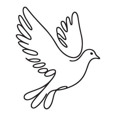 Tek Çizgili Uçuş Sanatında Güvercin Barış İçin Resim