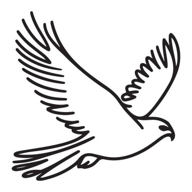 Uçan Kartal Tekli Çizgi Vektör Çizim Tasarımı Silueti