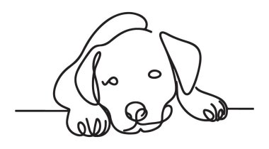 Sevimli Bir Satır Köpek Sanatı Yazdırma Minimalist Köpeği Silueti