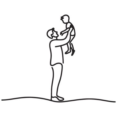 Havada Bebeği Tutan Baba 'nın Silueti